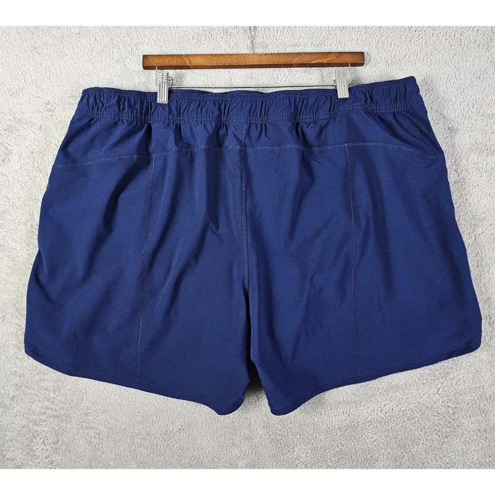 Lands' End Sport Athletic Shorts Women's 22W Lined Drawstring Blue Elastic Waist